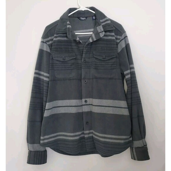 Chaps Men's Microfleece Flannel Shirt Gray Plaid Button Down Size M Soft - Picture 1 of 5